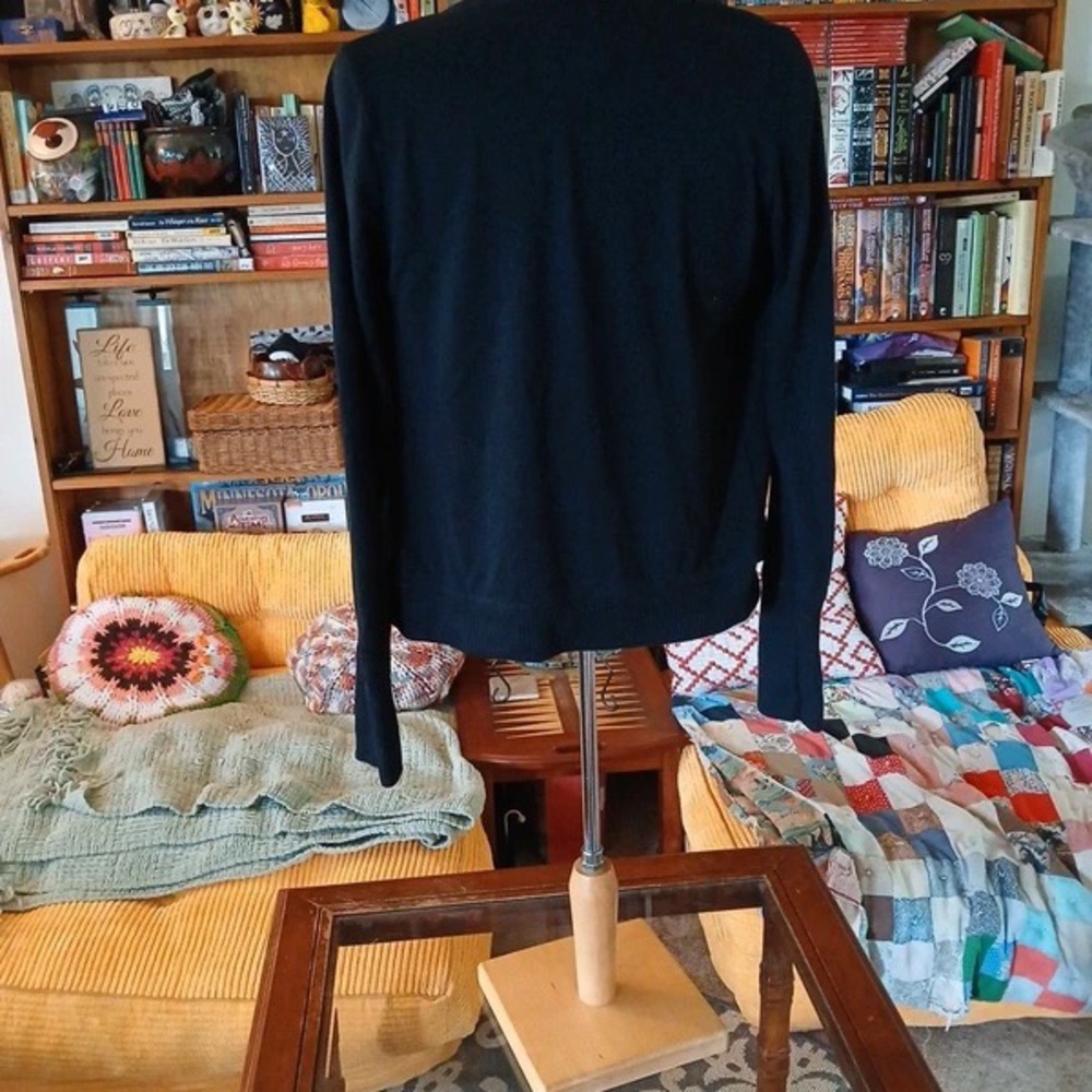 Black Ruffled Open Front Cardigan - Picture 3 of 5
